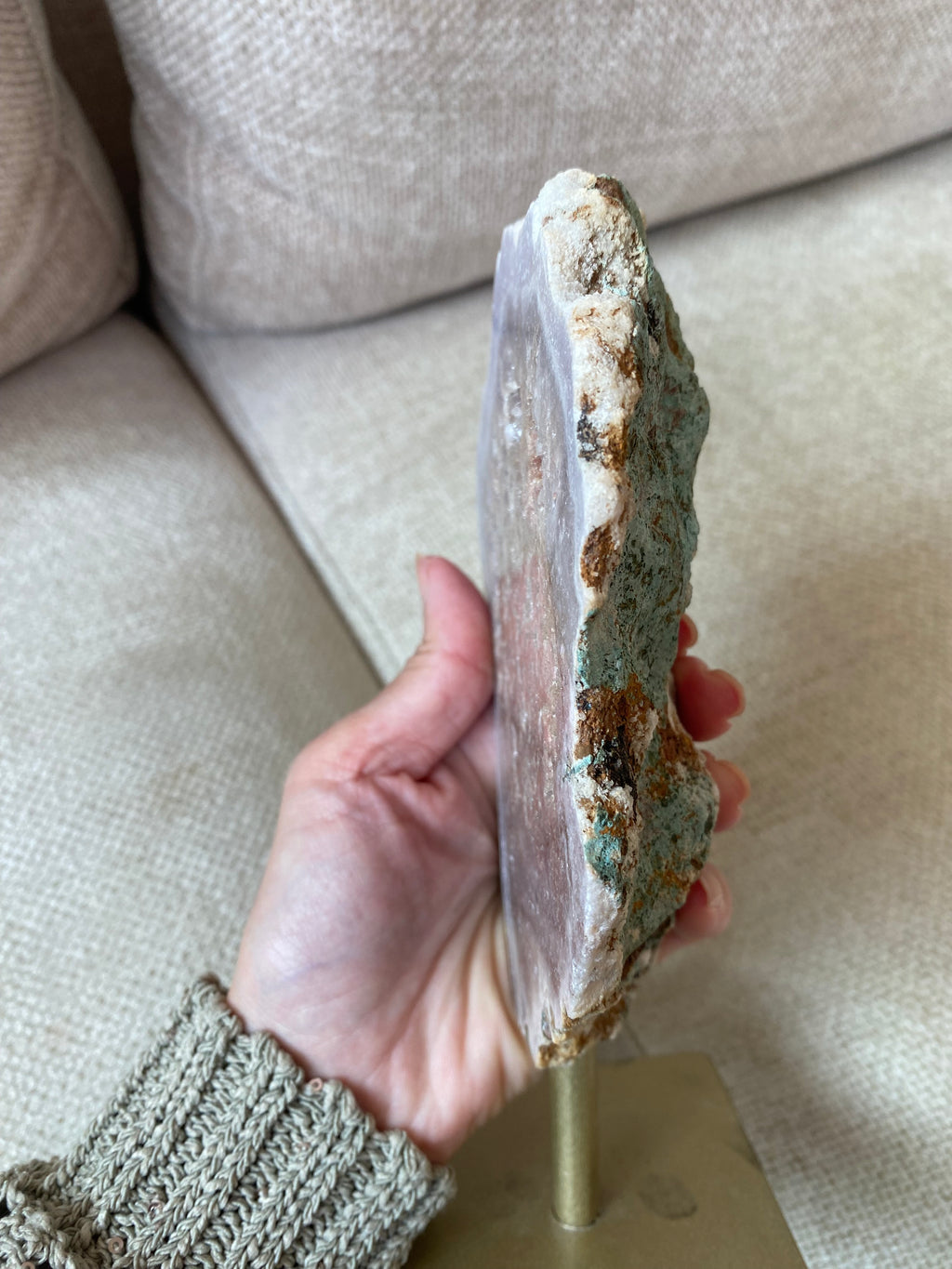 Pink Amethyst Slab on stand
