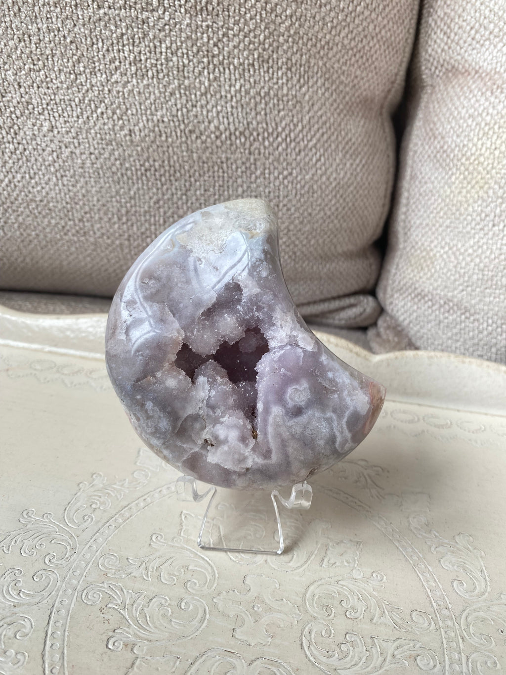 Druzy Pink Amethyst Moon