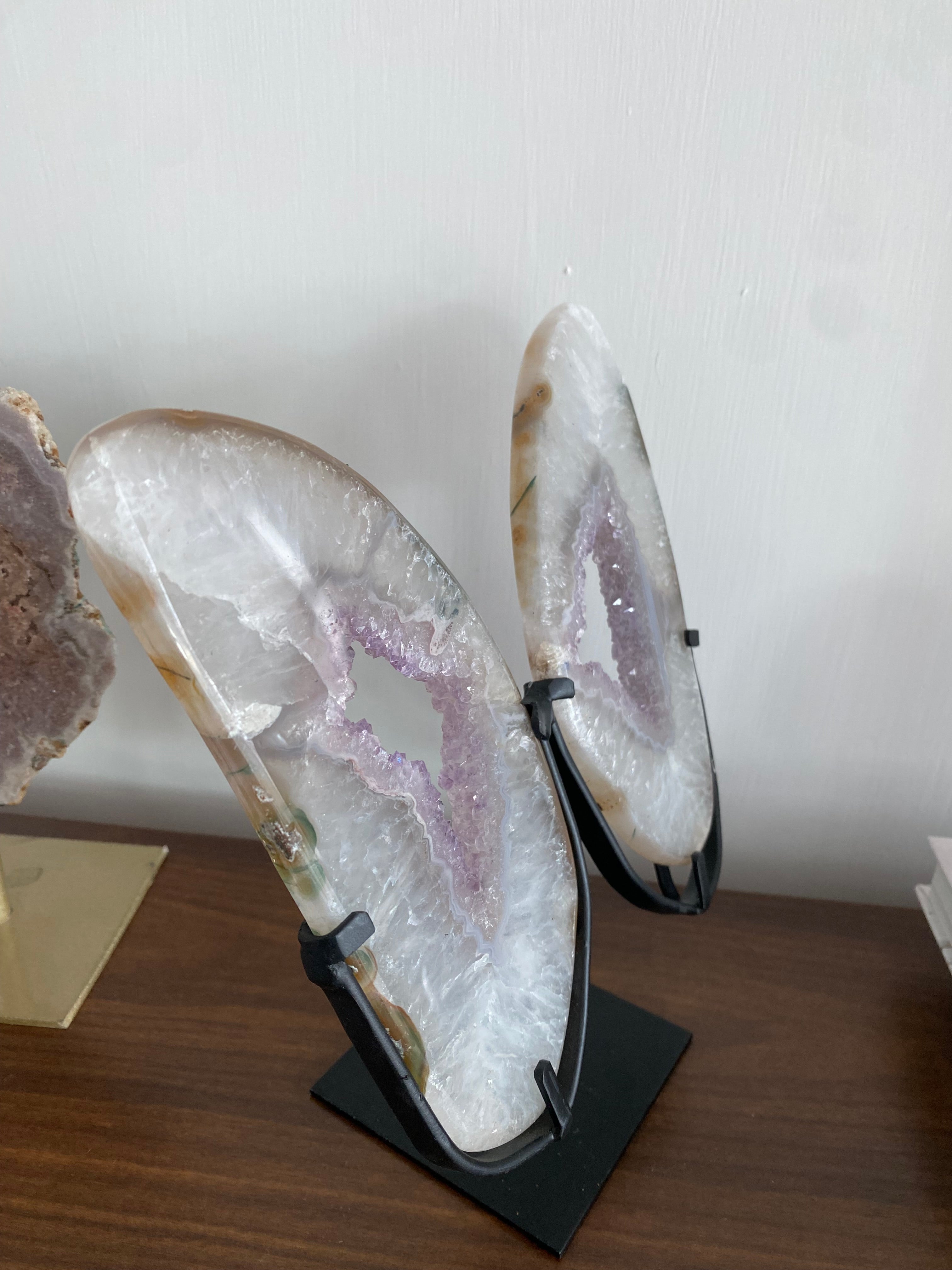Agate geode butterfly on stand