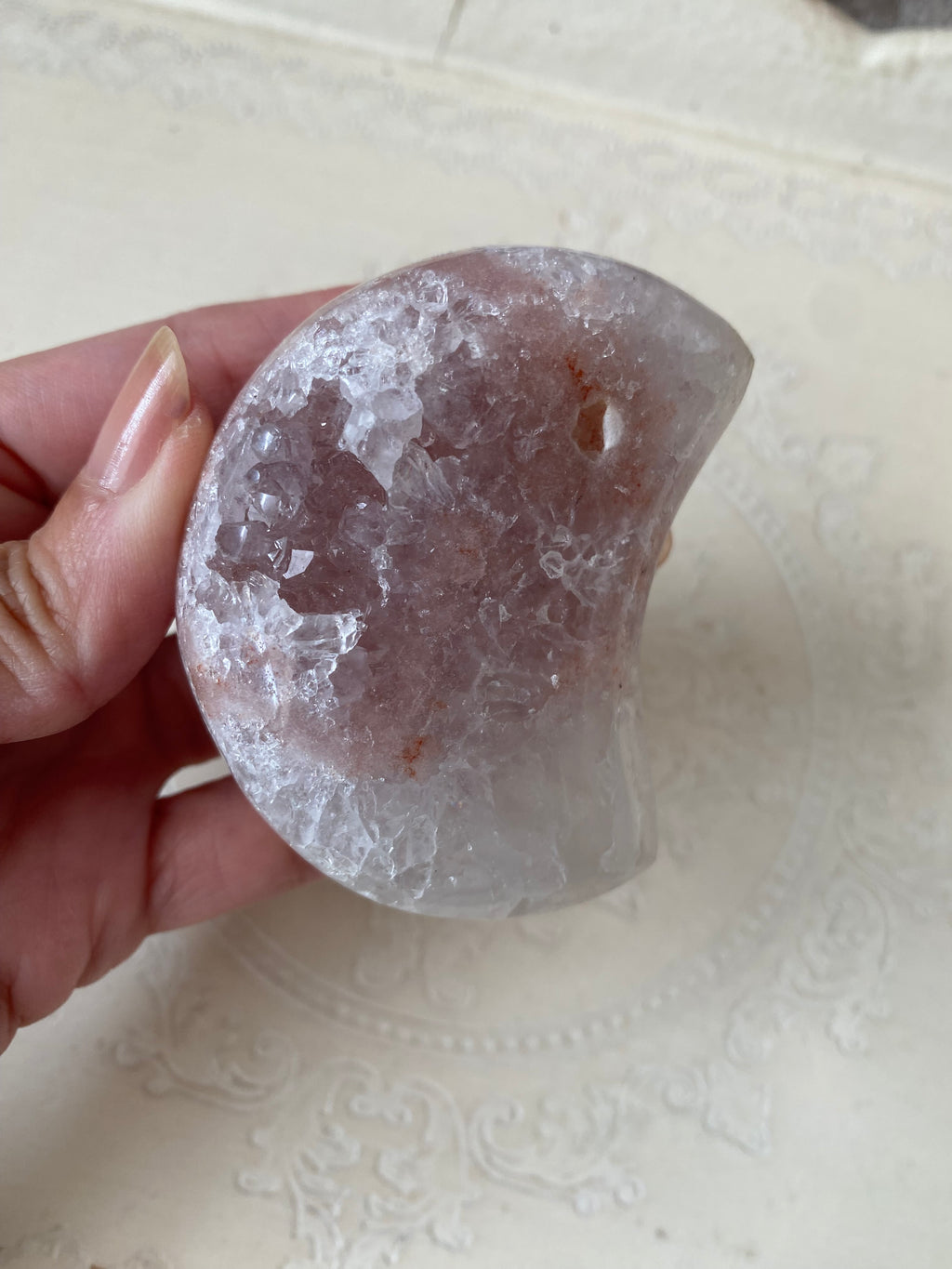 Pink Amethyst Moon with stand