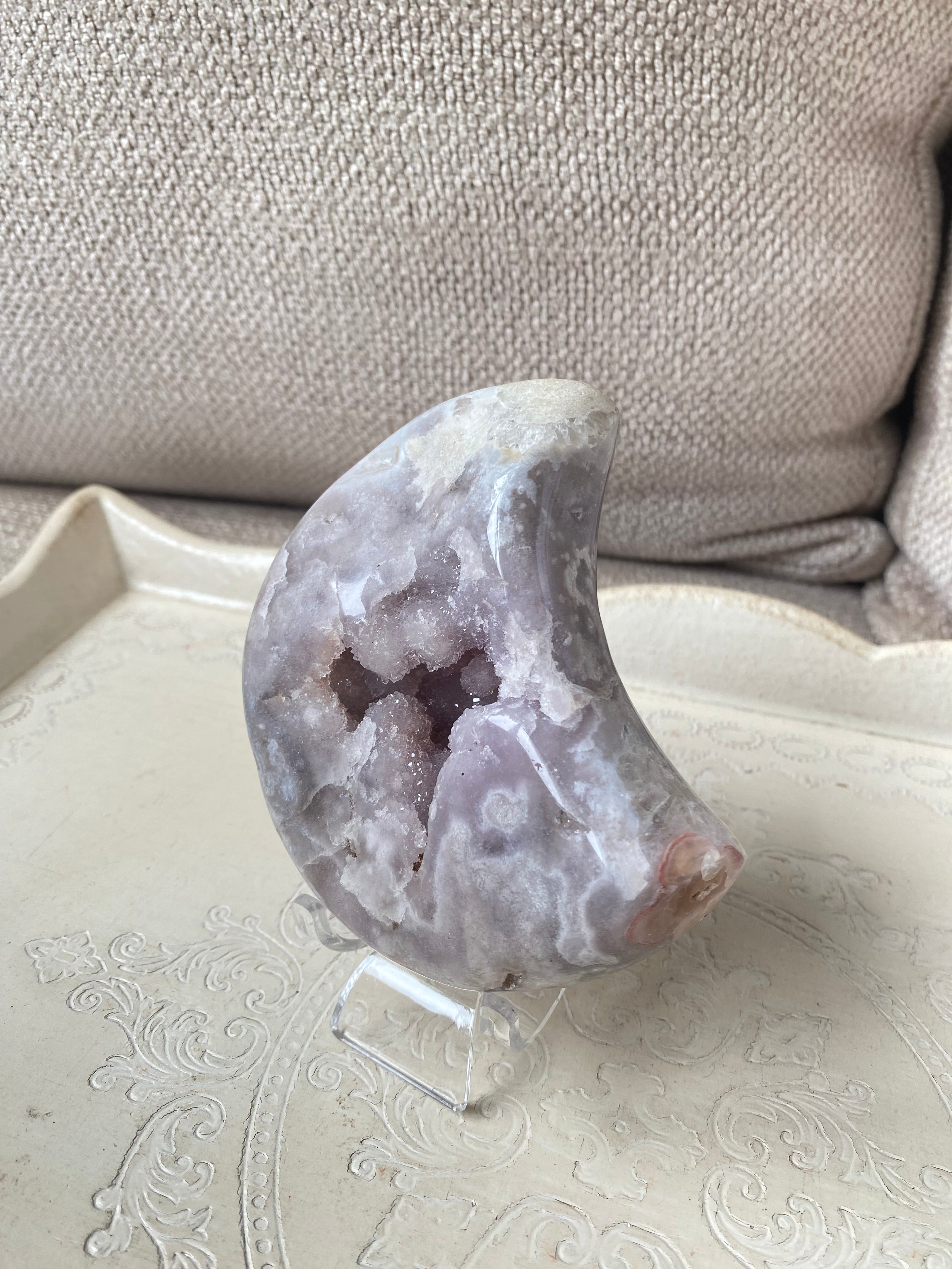 Druzy Pink Amethyst Moon