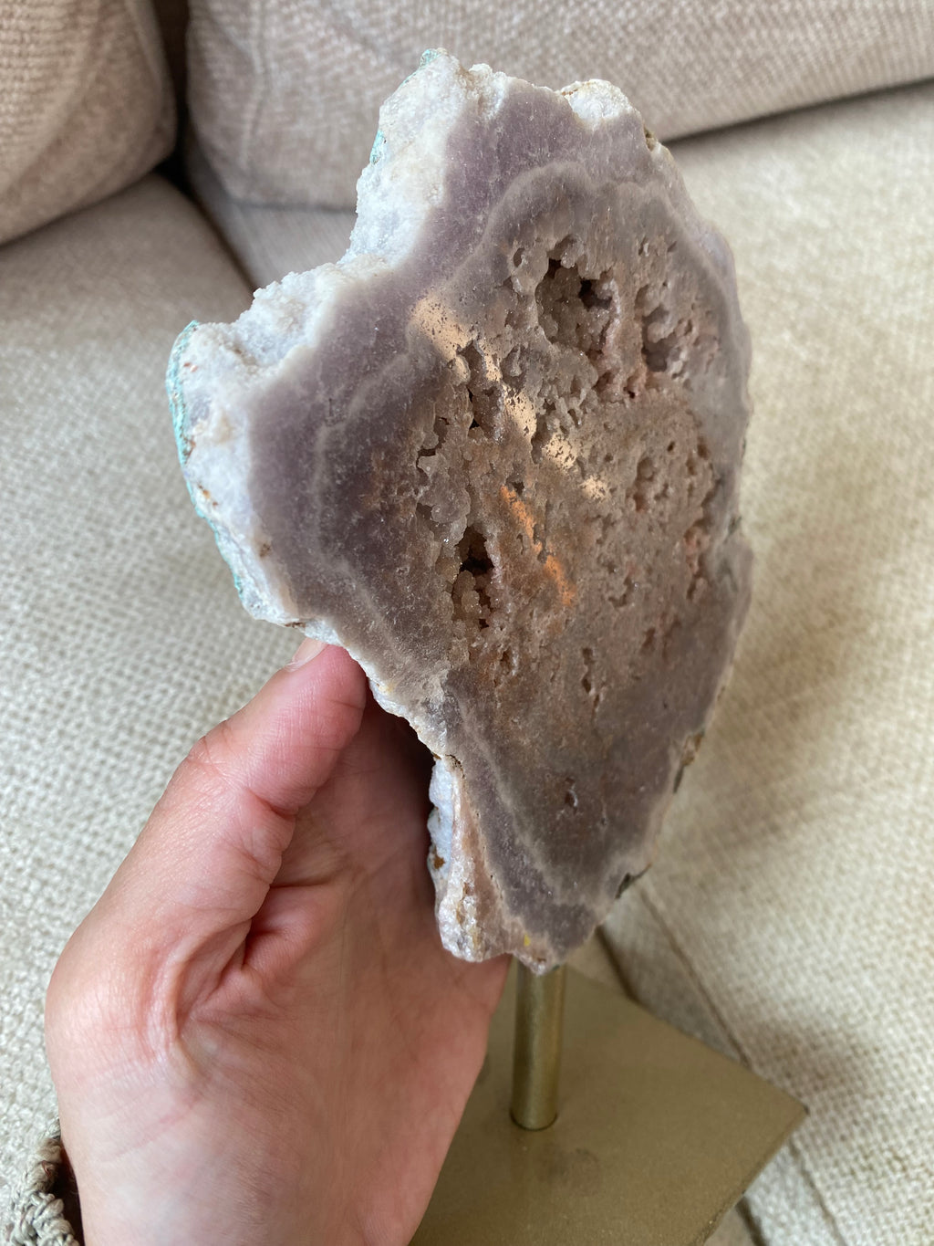 Pink Amethyst Slab on stand