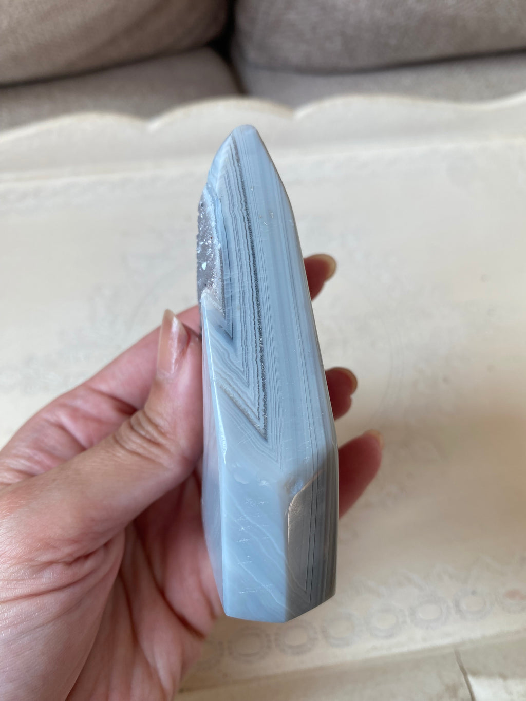 Agate flame with Druzy