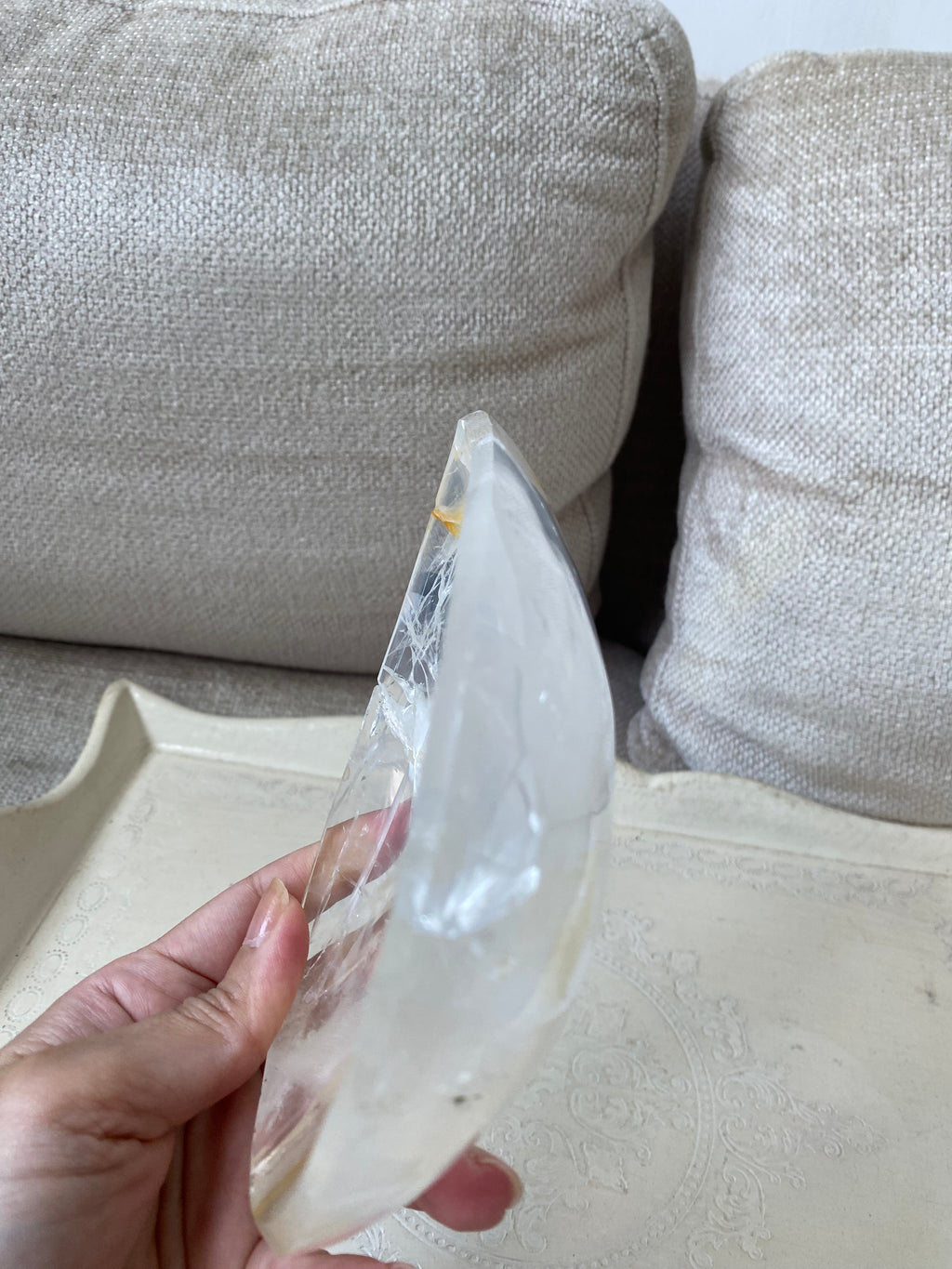 Clear Quartz bowl with golden healer