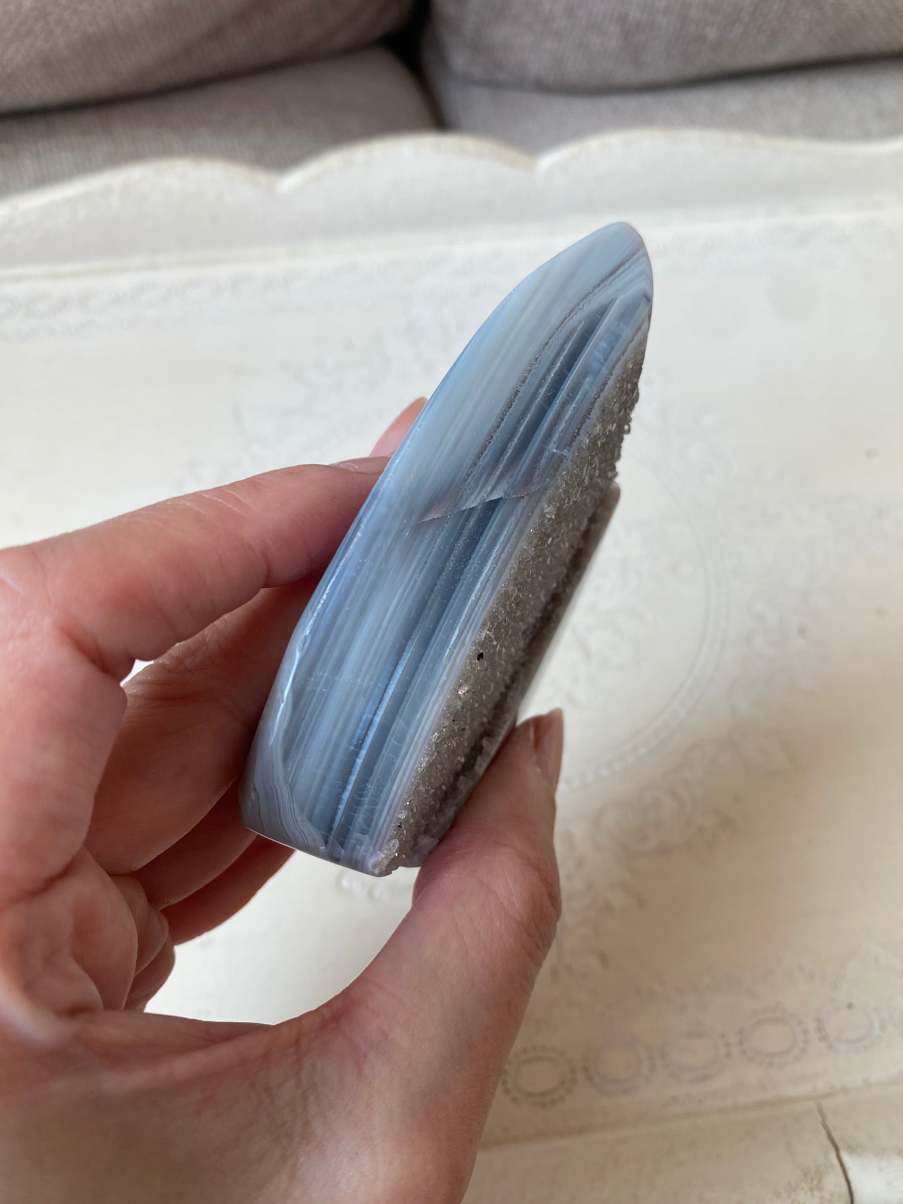 Agate flame with Druzy