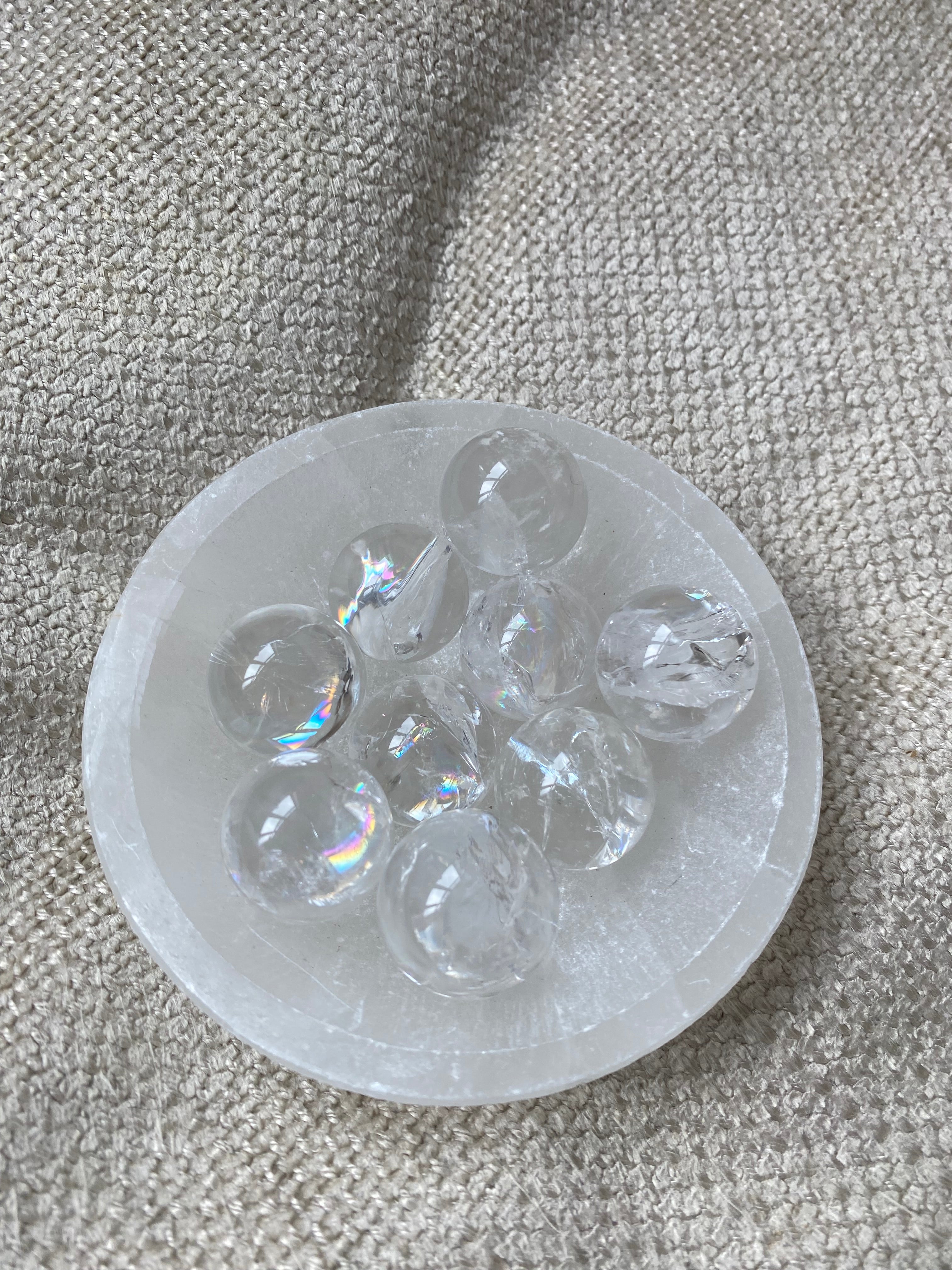 Mini Clear Quartz sphere with rainbow