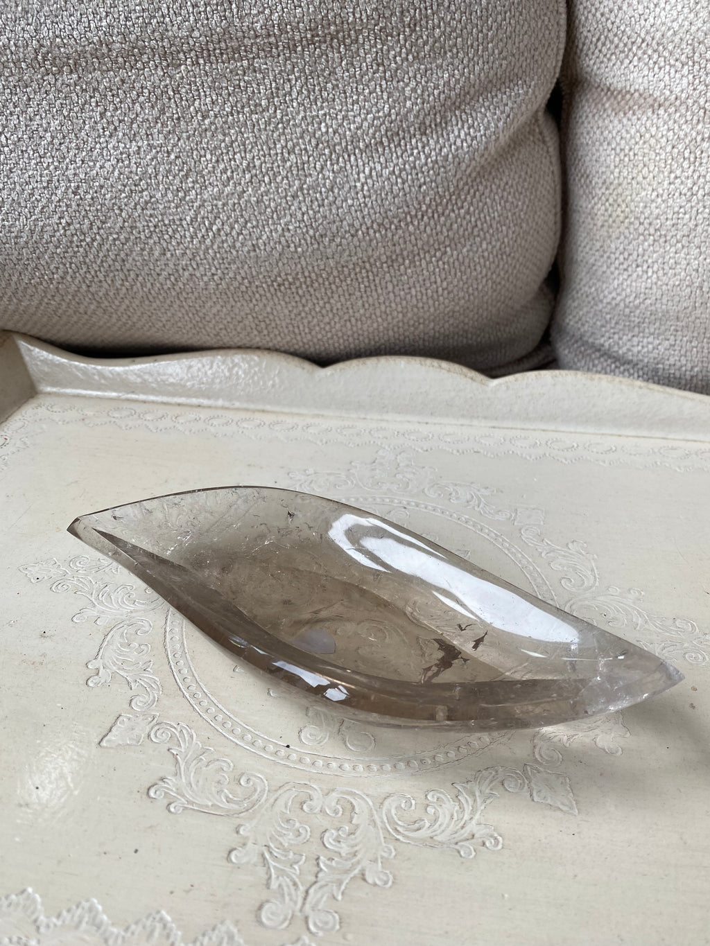 Smoky Quartz Leaf-Shaped Bowl