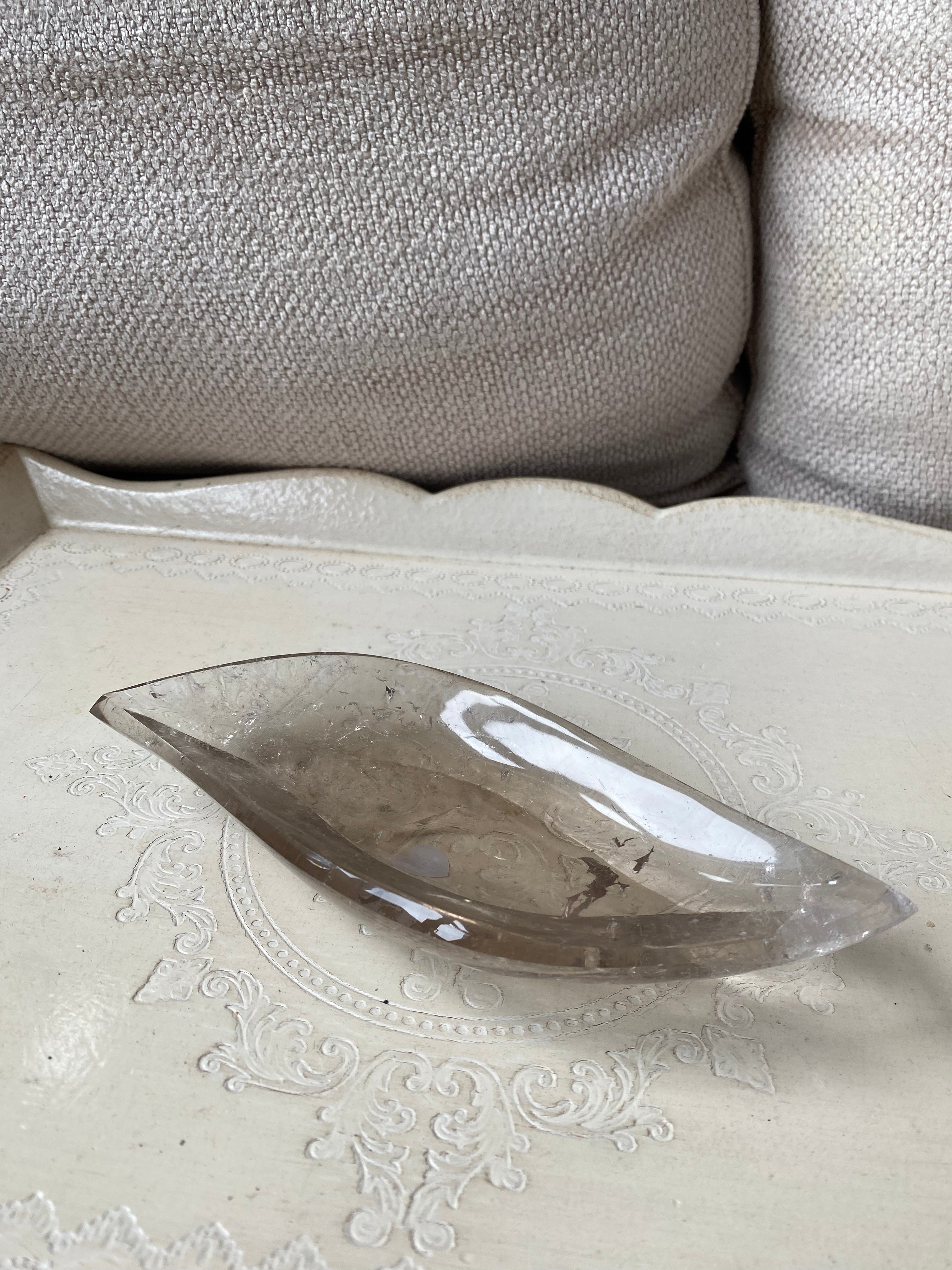 Smoky Quartz Leaf-Shaped Bowl