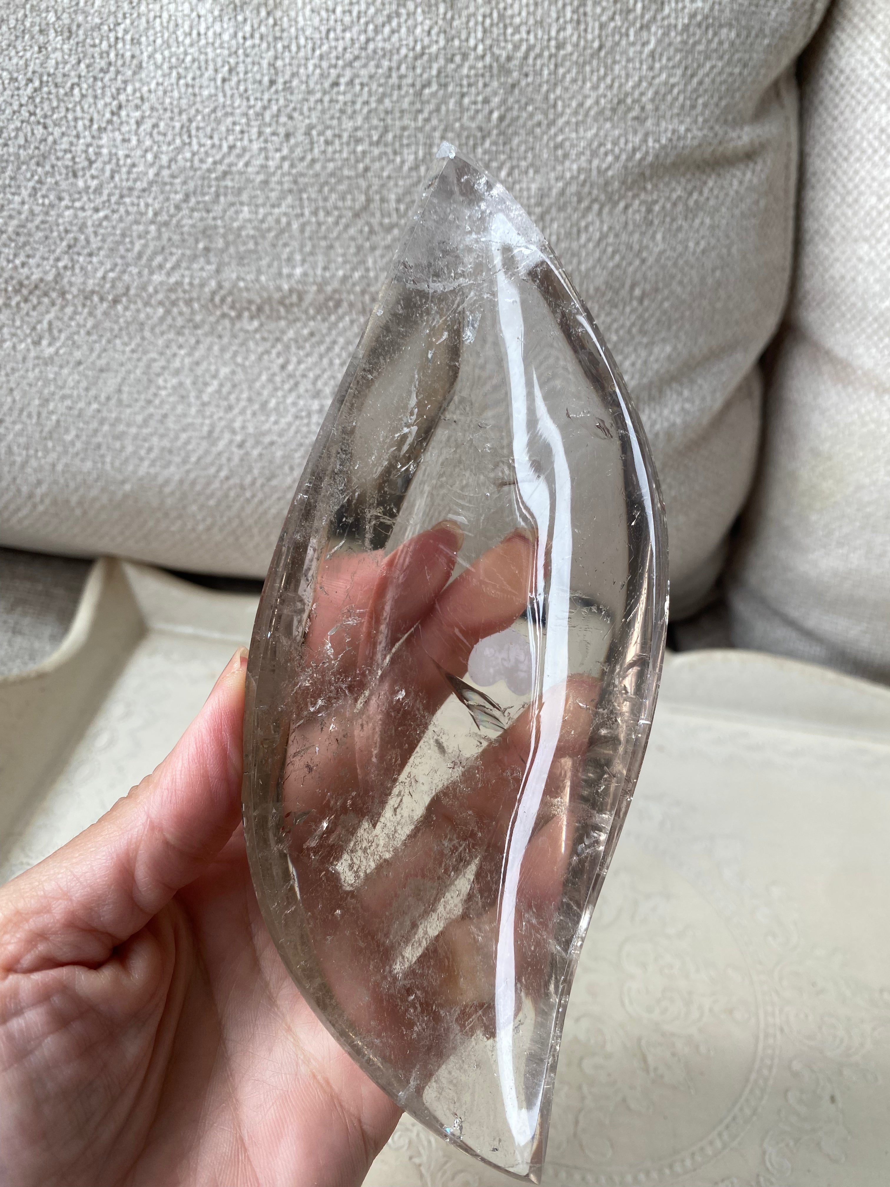 Smoky Quartz Leaf-Shaped Bowl