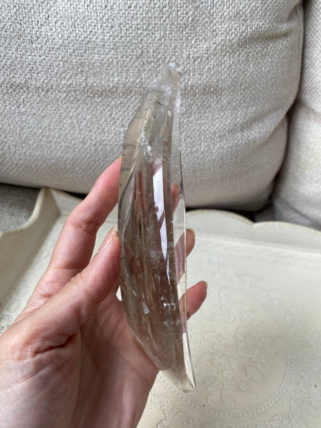 Smoky Quartz Leaf-Shaped Bowl