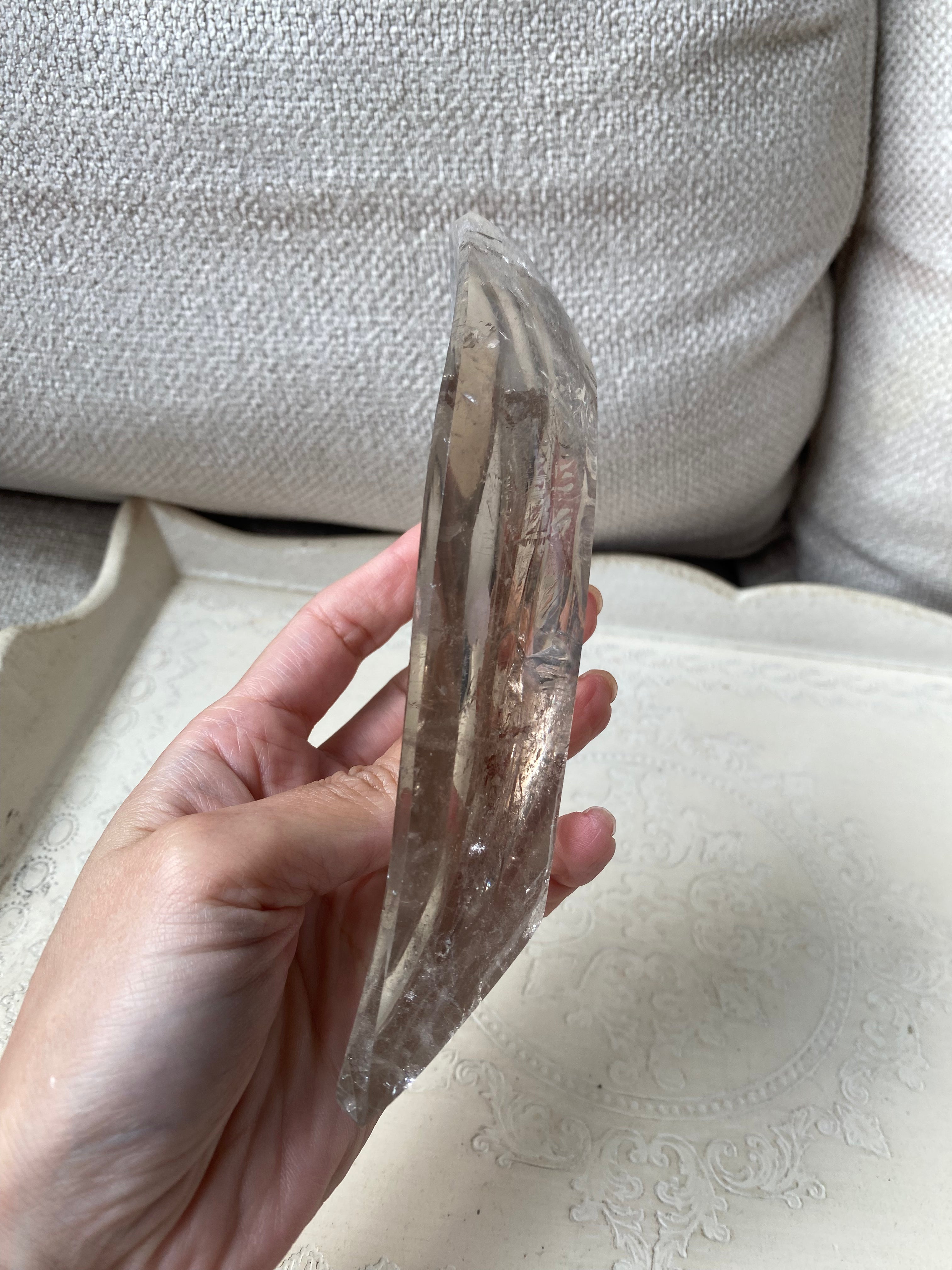 Smoky Quartz Leaf-Shaped Bowl