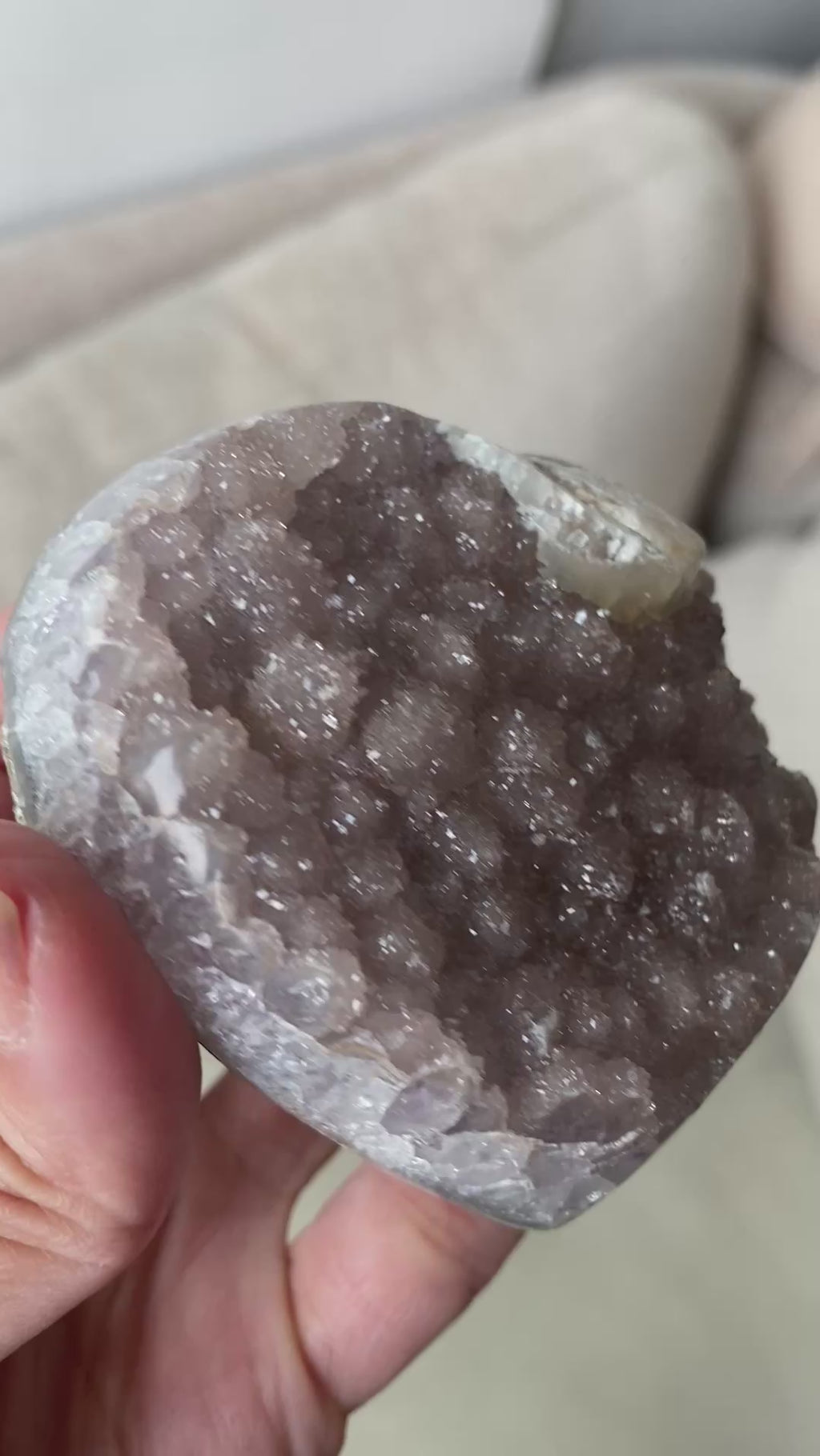 Rainbow Amethyst Druzy heart with calcite
