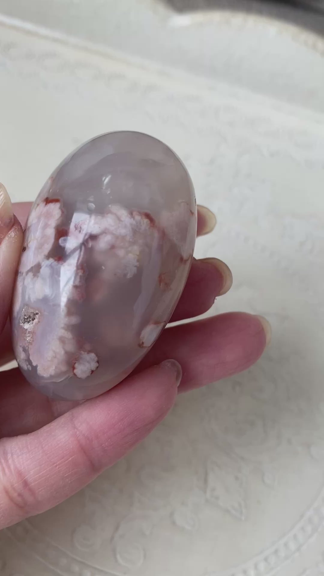 Flower Agate Palm Stone