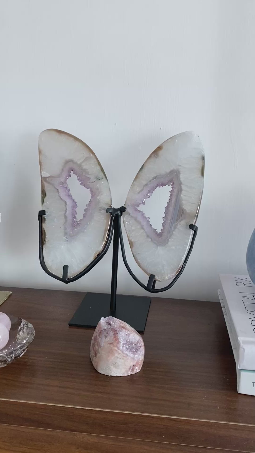 Agate geode butterfly on stand