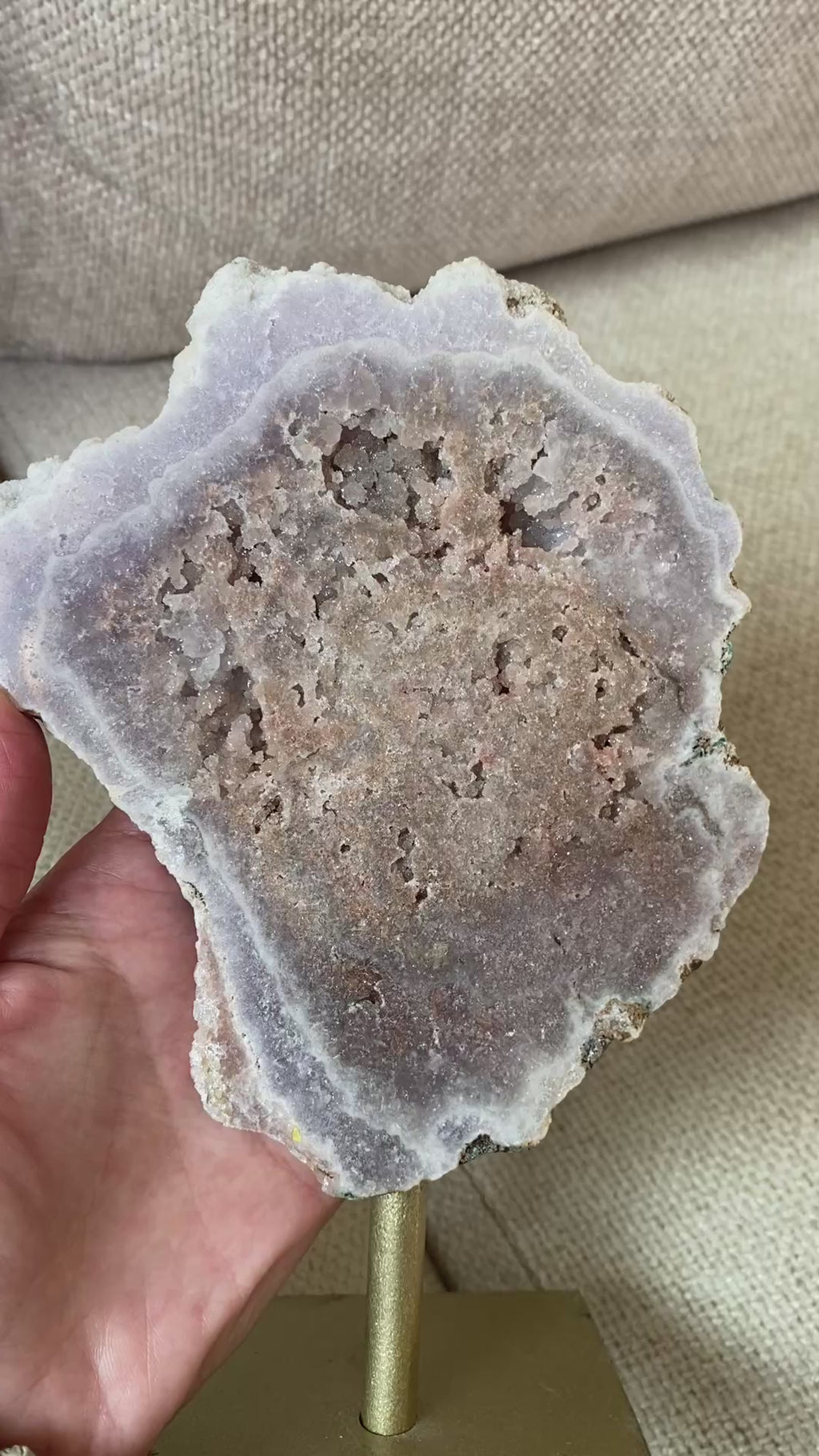 Pink Amethyst Slab on stand